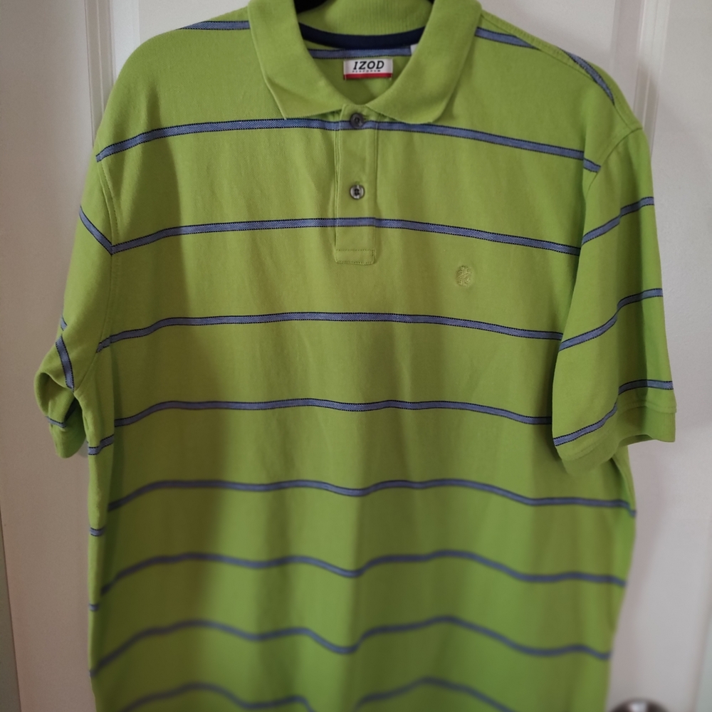 Men's IZOD Green Striped Polo Shirt